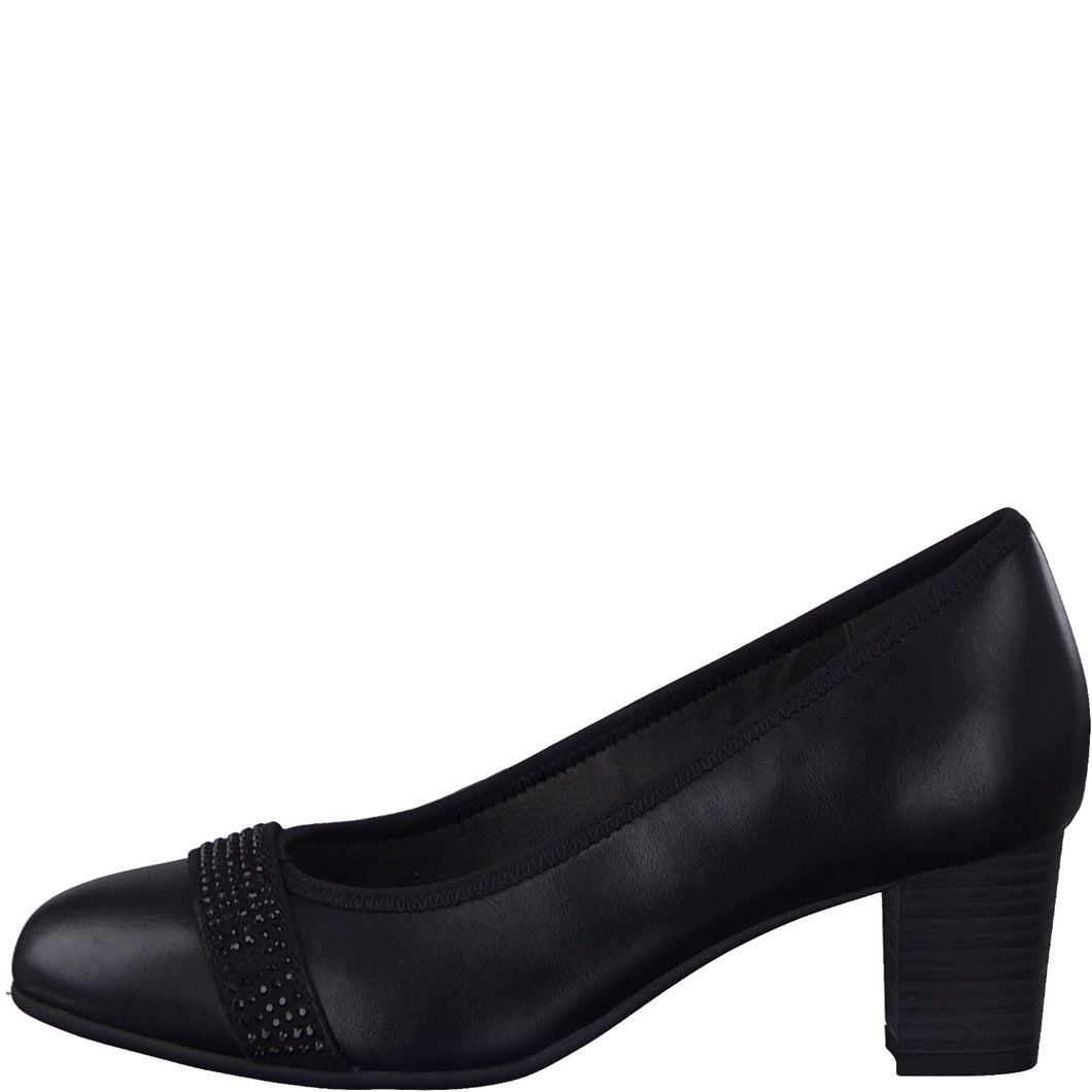 Jana Ladies Black Heel Court Shoe : 22464-41