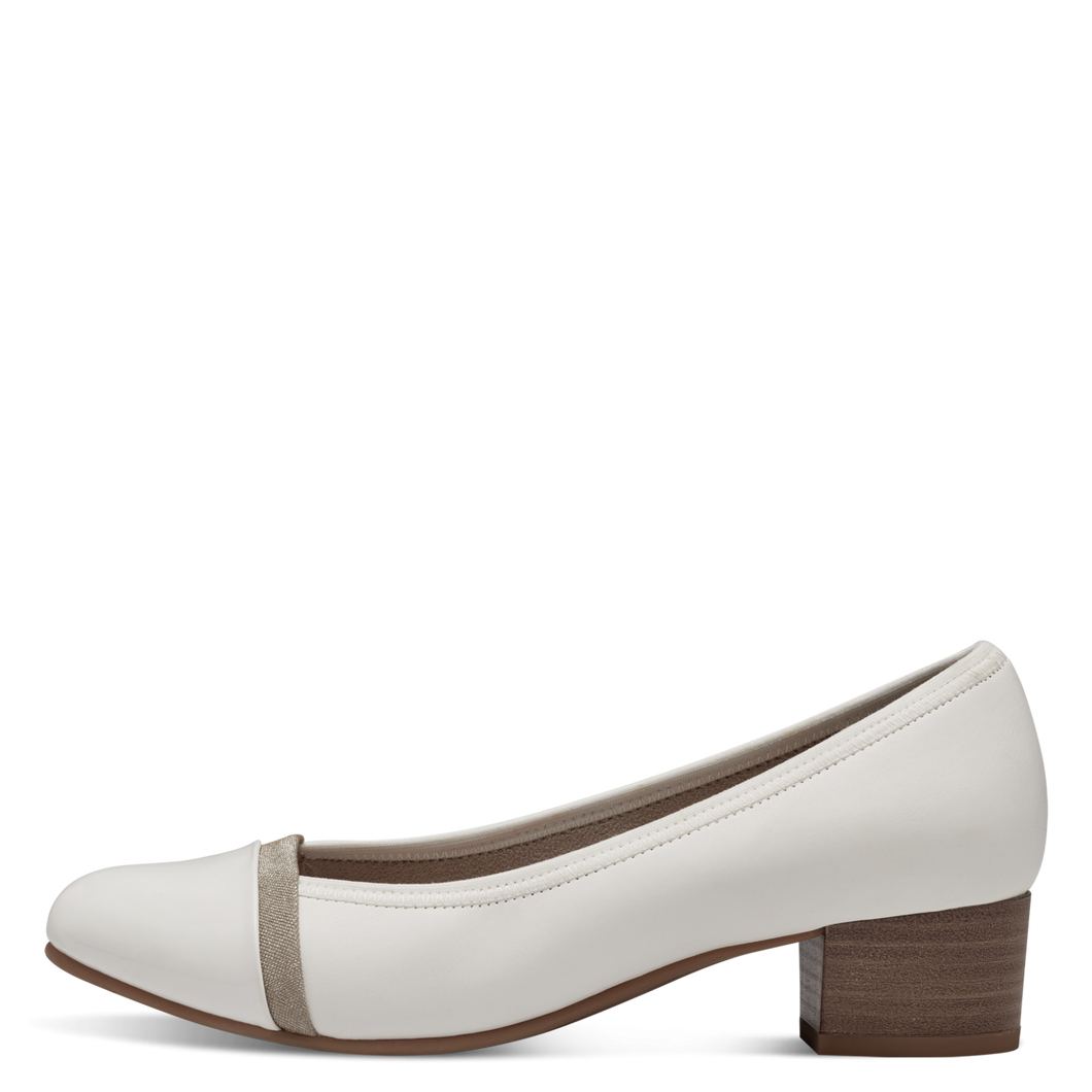 Jana Ladies  White Low Heel Court Shoe : 22367-42