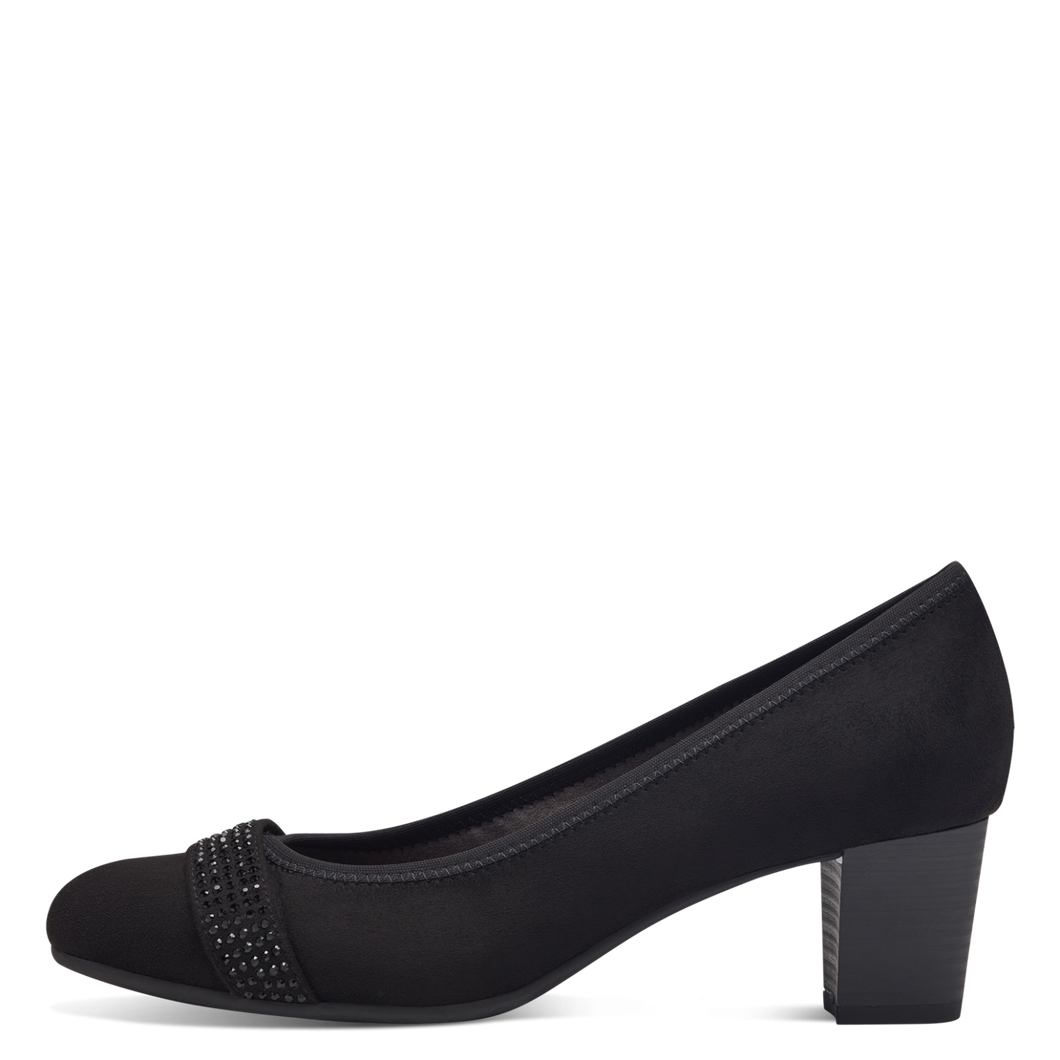 Jana Ladies Black Nubuck Court Shoe : 22467-42