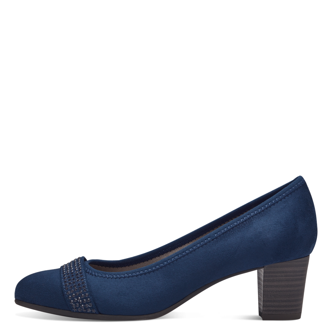 Jana Ladies Navy Nubuck Court Shoe : 22467-42