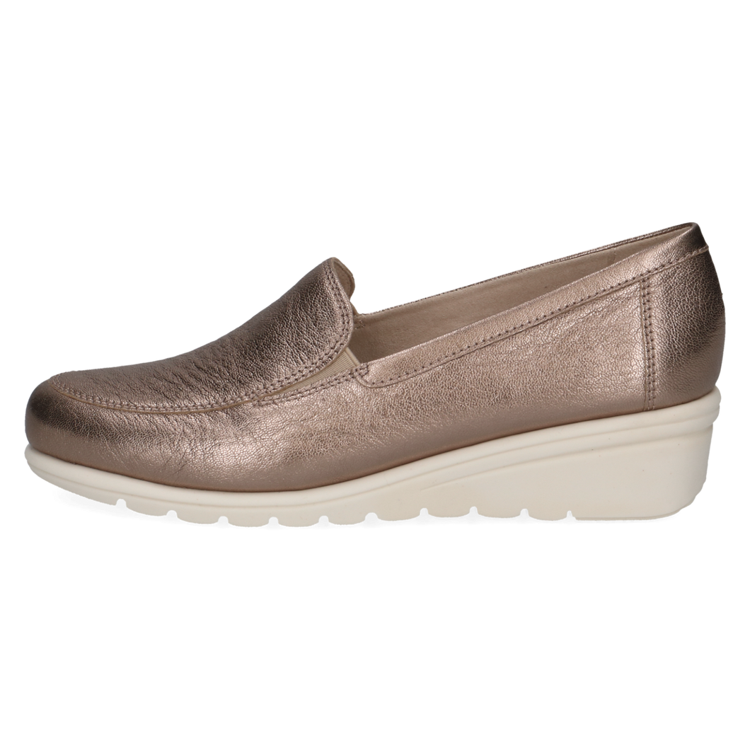 Caprice Ladies Taupe Metallic Wedge : 24701-42