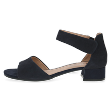 Load image into Gallery viewer, Caprice Ladies Navy Suede Low Heel Sandal : 28212-42
