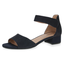 Load image into Gallery viewer, Caprice Ladies Navy Suede Low Heel Sandal : 28212-42
