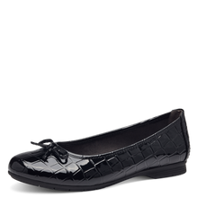 Load image into Gallery viewer, Jana ladies black croc patent flat pomp: 22163-42
