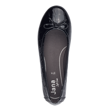 Load image into Gallery viewer, Jana ladies black croc patent flat pomp: 22163-42
