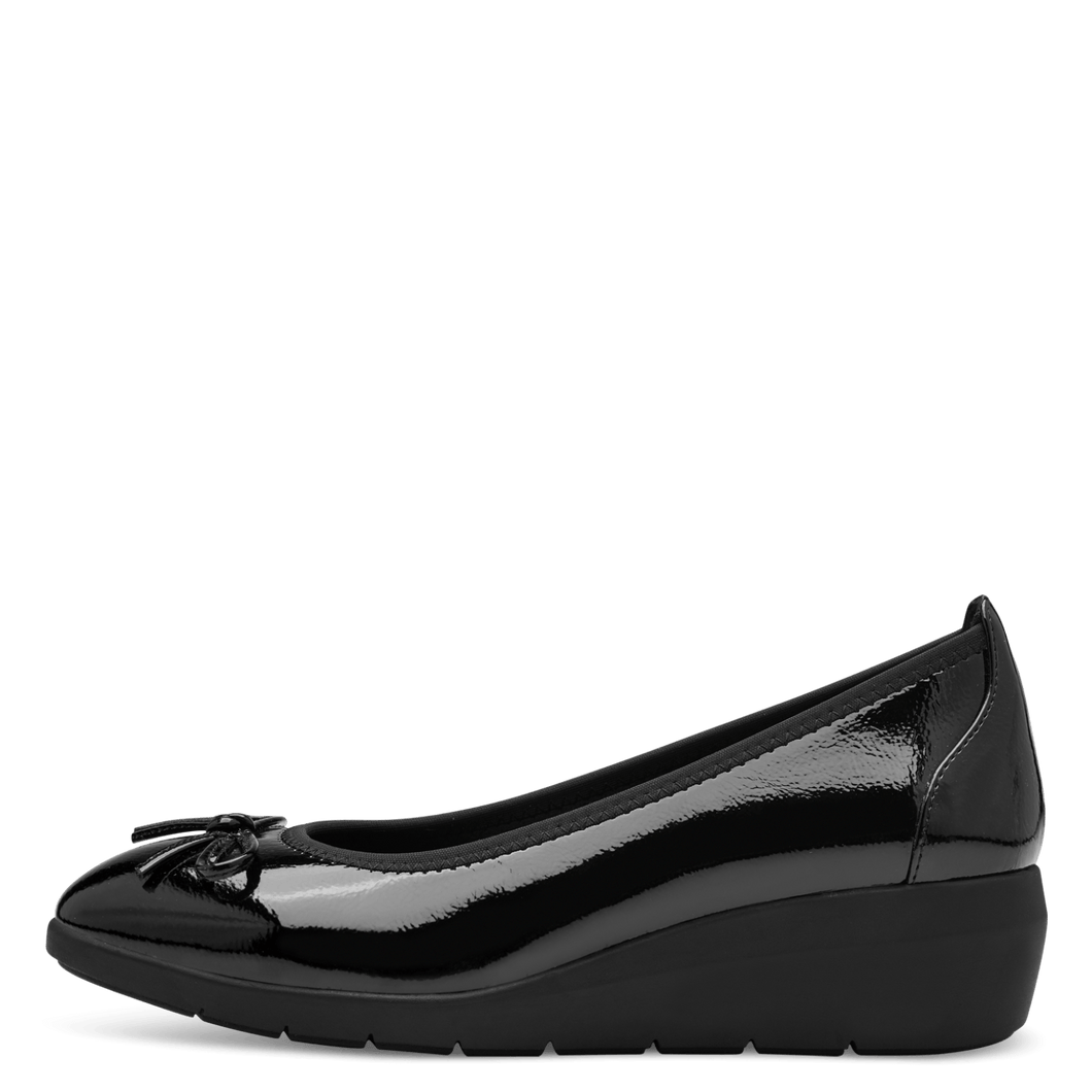 Jana Ladies Black Patent Wedge Shoe: 22162-43