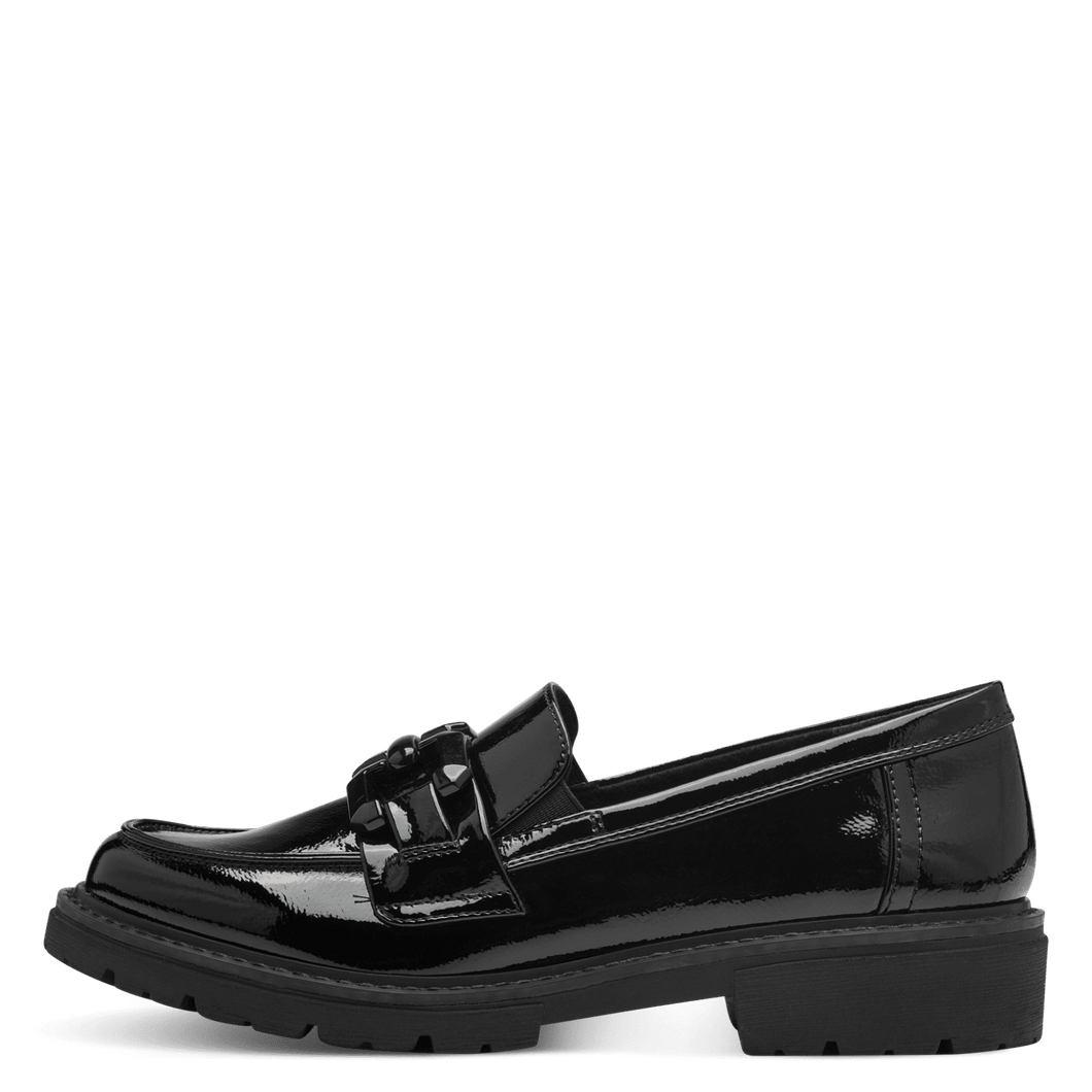 Jana Ladies Black Patent Moccasin: 24764-41