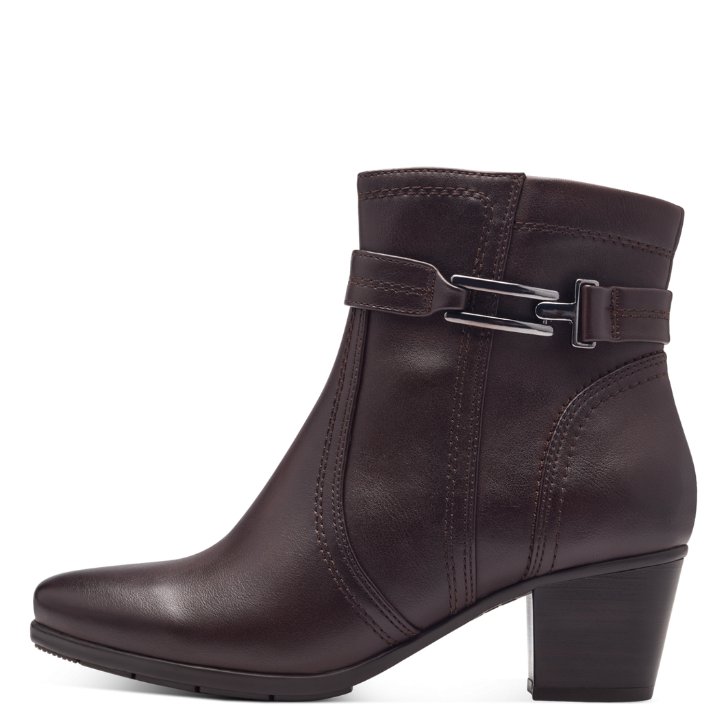 Jana Ladies Brown Block Heel Boot: 25363-43