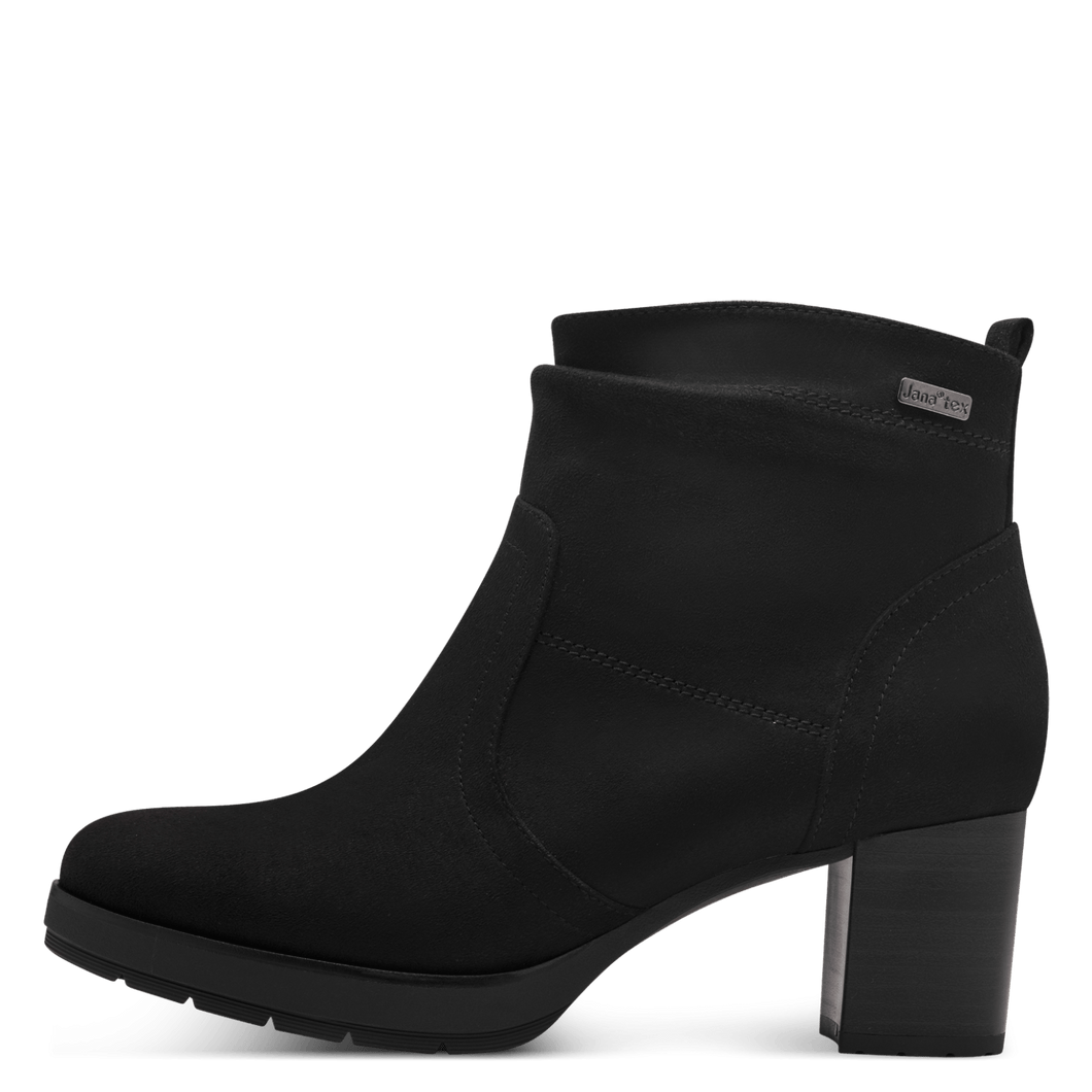 Jana Ladies Black Nubuck Heel Boot: 26378-43