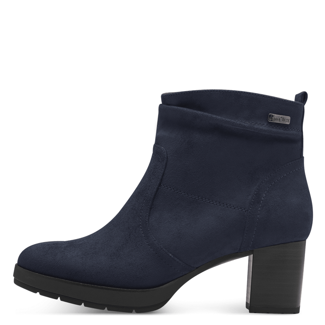 Jana Ladies Navy Nubuck Heel Boot: 26378-43