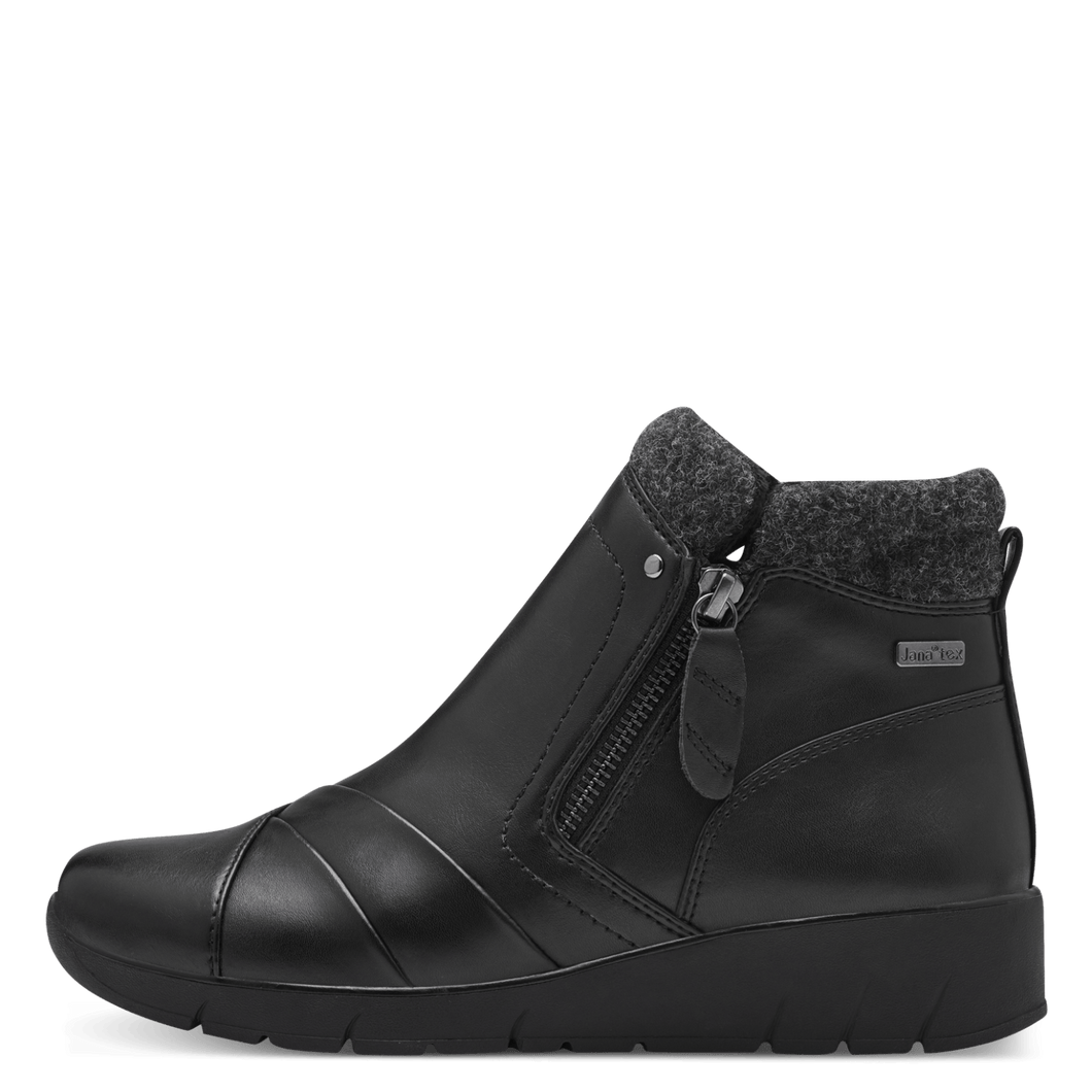 Jana Ladies Black Two Zip Boot: 26461-41