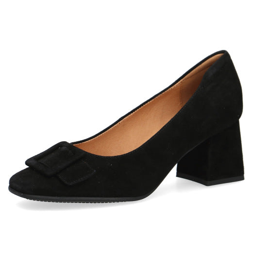 Caprice Ladies Black Suede Court Shoe : 22402-29