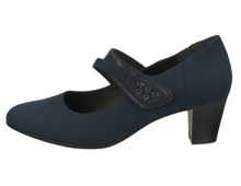 Load image into Gallery viewer, Jana Ladies Navy Suede Bar Shoe
