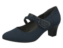 Load image into Gallery viewer, Jana Ladies Navy Suede Bar Shoe
