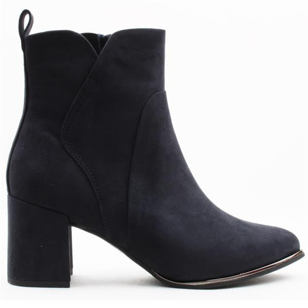 Marco Tozzi Ladies Navy Suede Ankle Boot - 25095