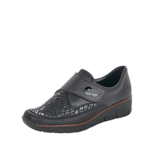 Load image into Gallery viewer, Rieker Ladies Black Velcro Shoe 537C0-00
