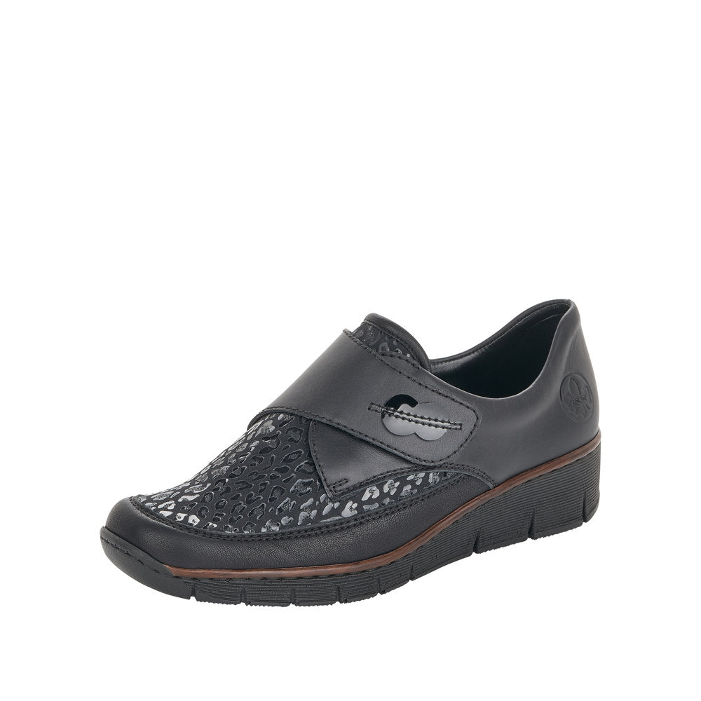 Rieker Ladies Black Velcro Shoe 537C0-00