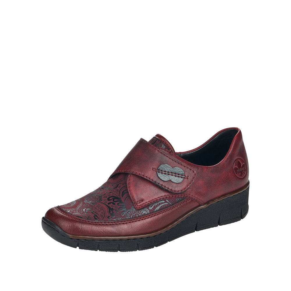 Rieker Ladies Wine Velcro Shoe