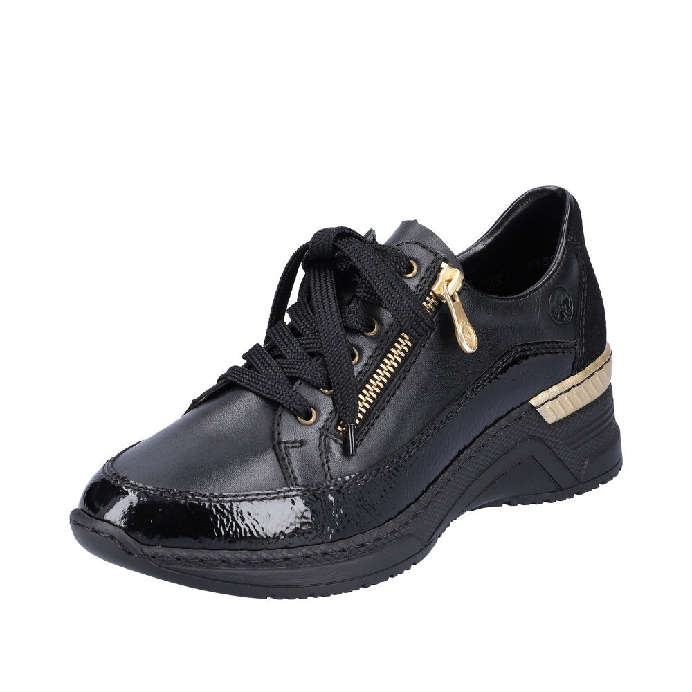 Rieker Ladies Black Wedge Lace-Up Shoe N4330-00