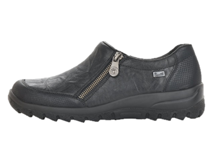 Rieker Ladies Black Zip Slip-On Shoe