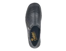 Load image into Gallery viewer, Rieker Ladies Black Zip Slip-On Shoe
