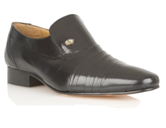 Rombah Wallace Mens Black Leather Sole Slip-On Shoe