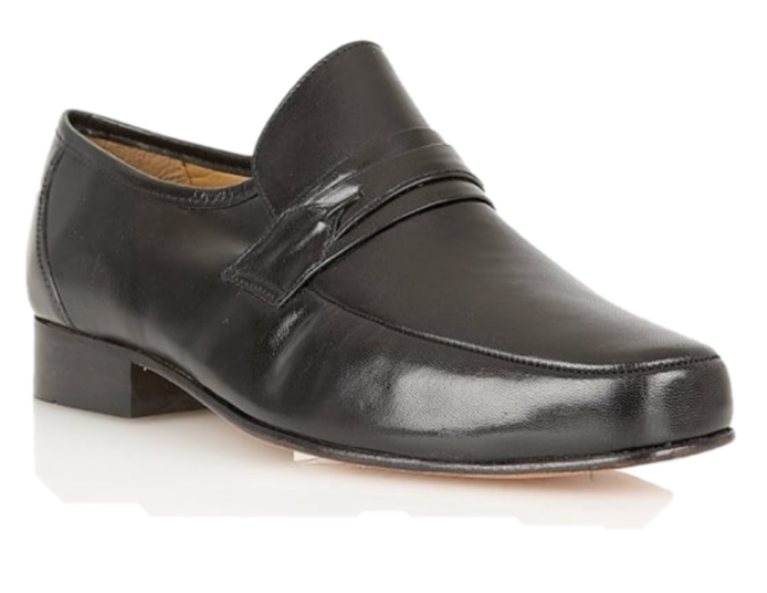 Rombah Wallace Mens Black Leather Sole Slip-On Shoe