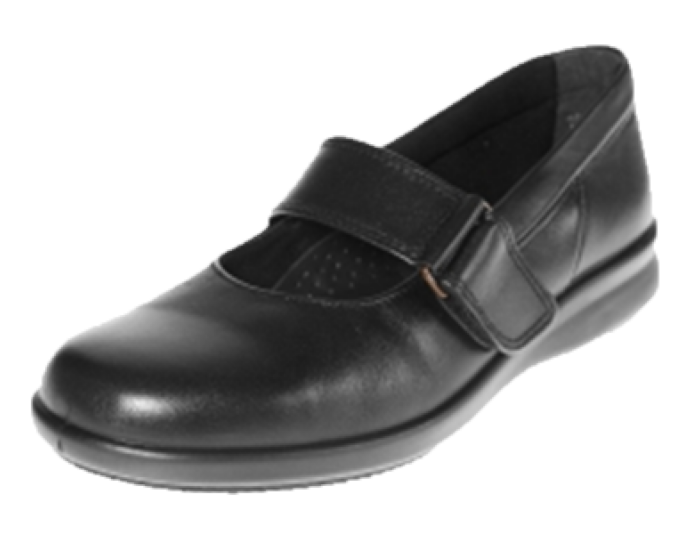 Easy B Ladies Black Bar Velcro Shoe