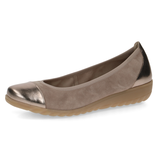 Caprice Ladies Taupe Flat Pomp : 22103-20