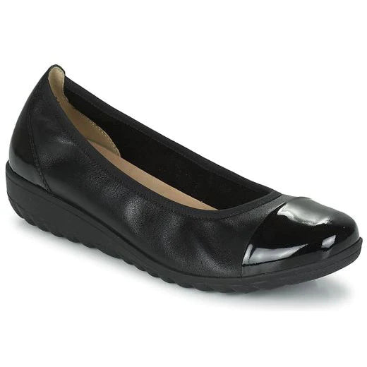 Caprice Ladies Black Flat Pomp